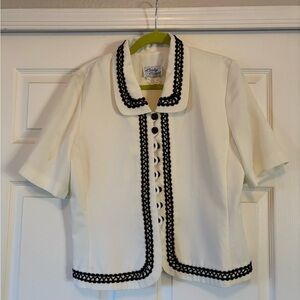 Chic Cream Button Down Shirt with Black Accents